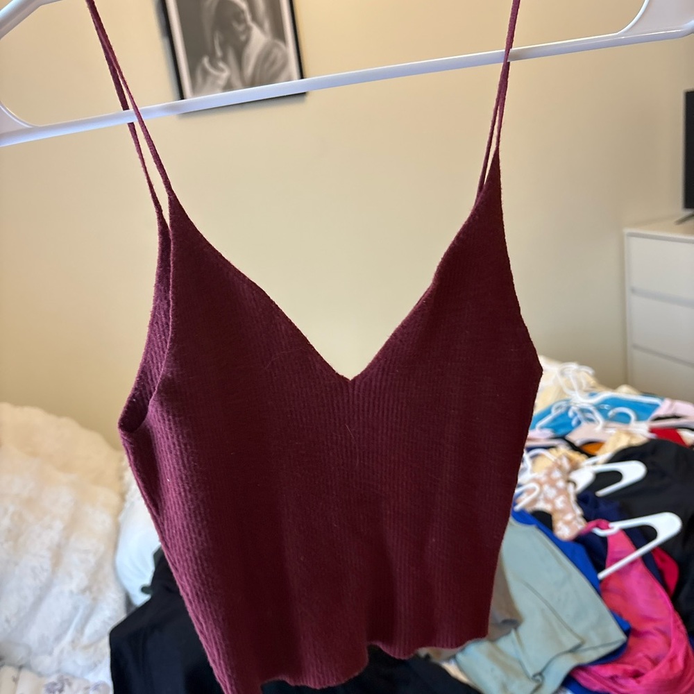 Elegant Burgundy Spaghetti Strap Top